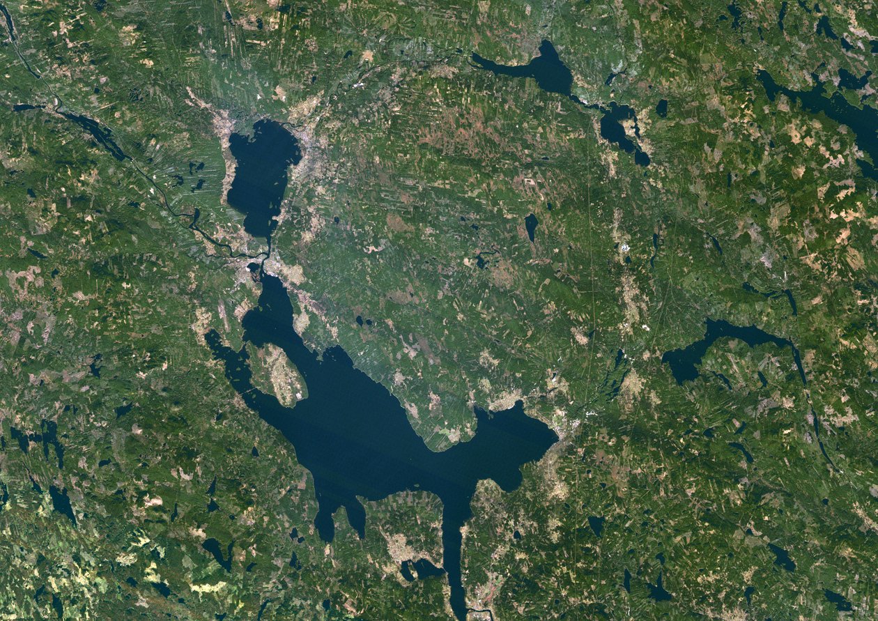 Siljan Meteor Impact Crater, Sverige, ægte farvesatellitbillede af Unbekannter Künstler