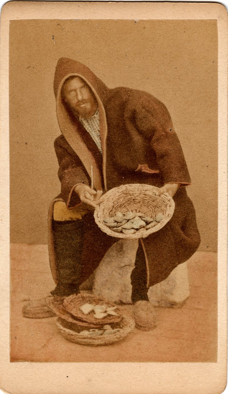 Lille metier: portræt af en fiskehandler, Venedig. 1800-tallet Tryk på pap Dim. 10,5x6 cm af Unbekannt