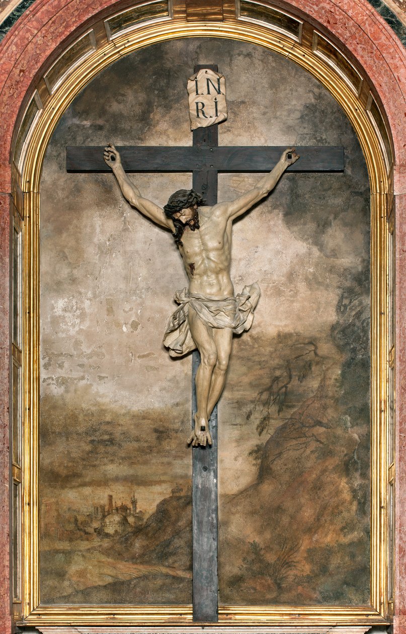 Sydlige tværskib, krucifikset alter, Angelo Nani og Carlo Natali 1641, trækiste af Giacomo Bertesi 1687, katedralen Santa Maria Assunta, katedralen i Cremona, Lombardiet, Italien (foto) af Unbekannt
