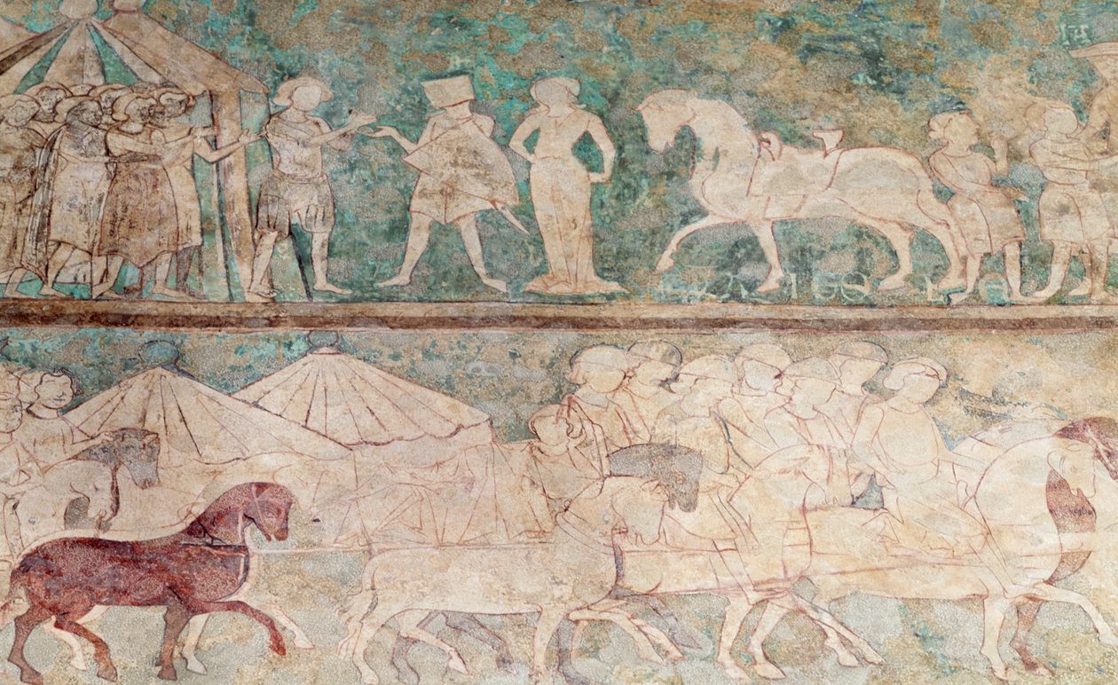 Spanien, Aragon, Saragossa, Aljaferia Palace, Fresco Detail af Benjamin Baud