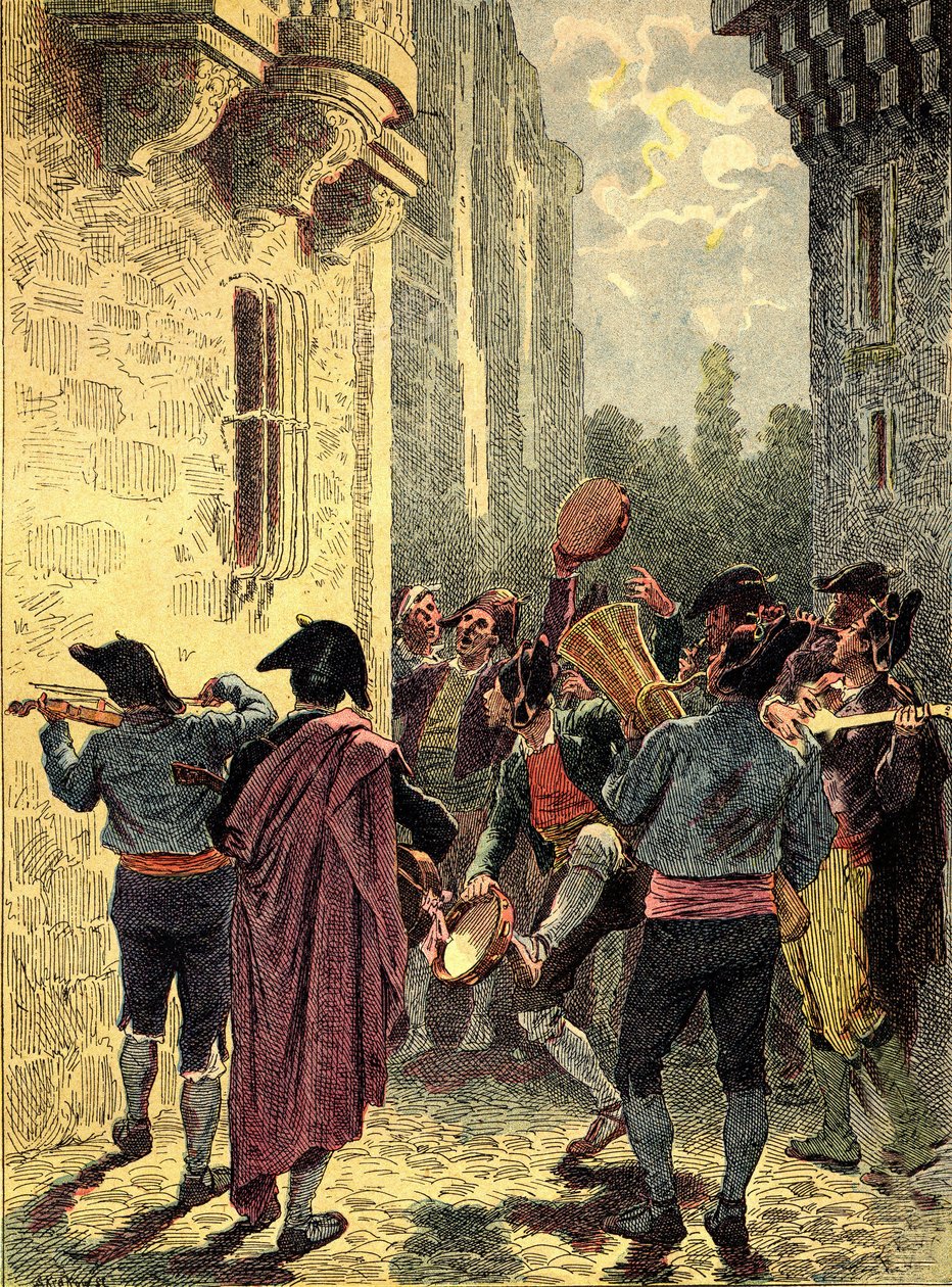 Spansk serenade. Stik i "Jordens folk" 1890. af Unbekannter Künstler