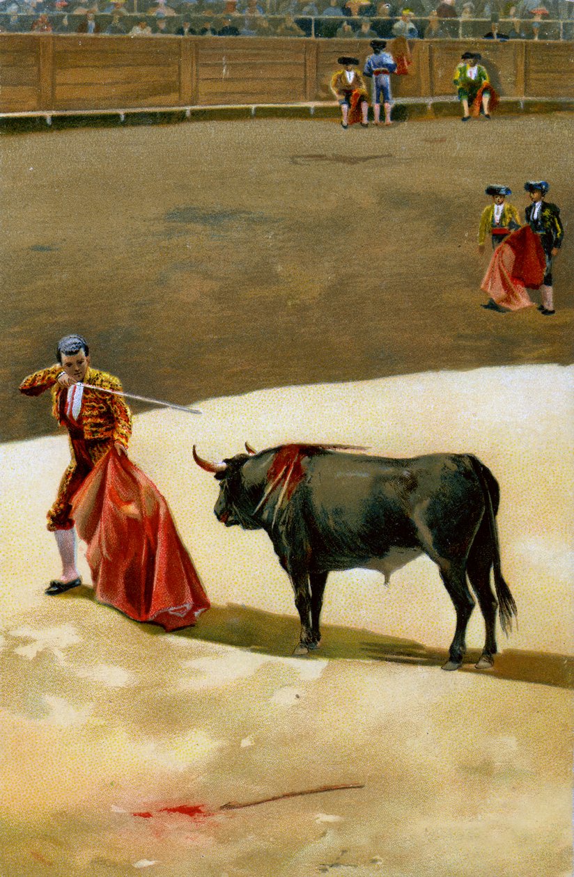 Sport. Tyrefægtning. Matadoren, der støder sværdet: estocadaen. Illustration, Tyskland, ca. 1920. af Unbekannter Künstler