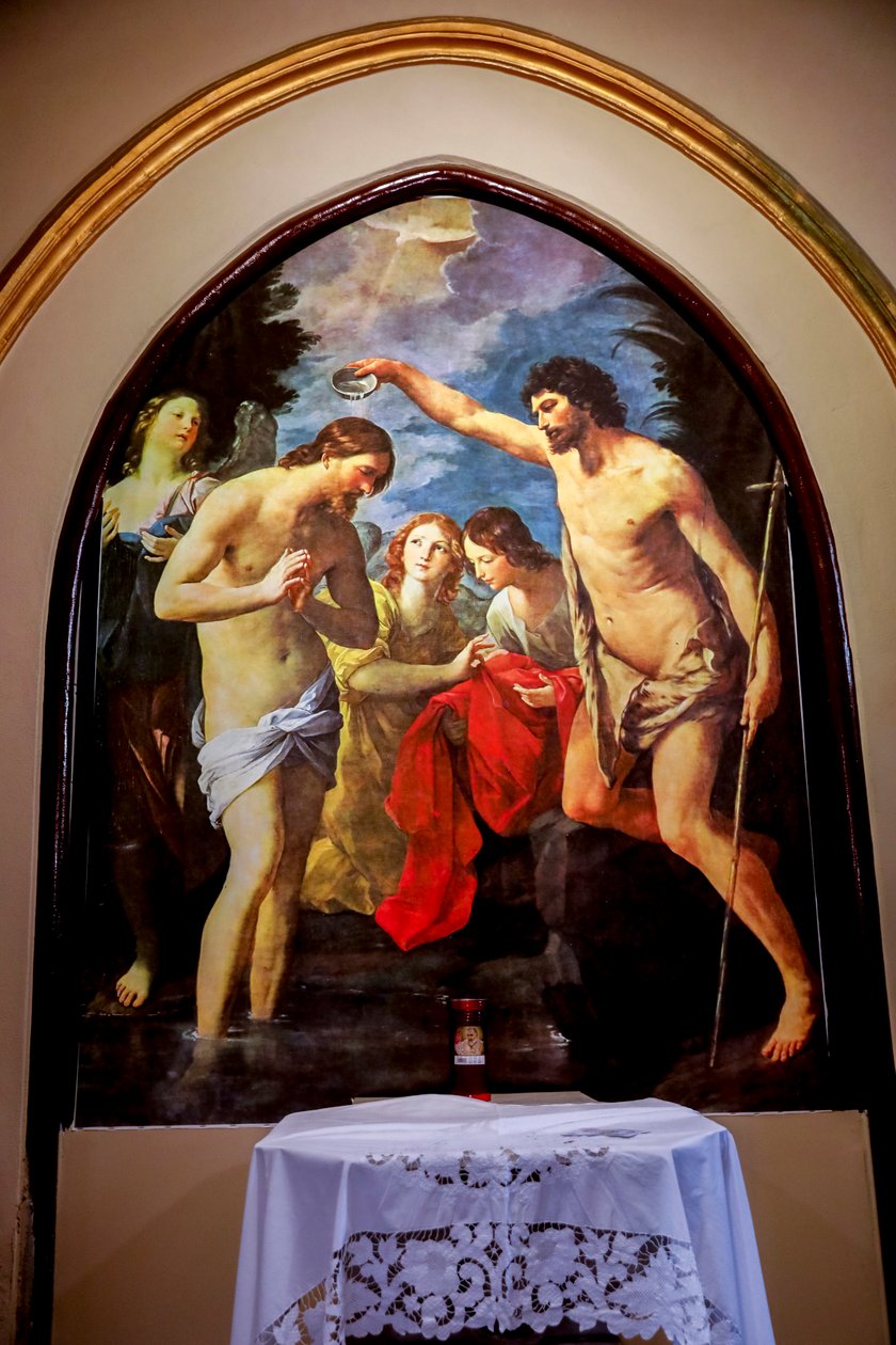 St Peter og Paul apostle kirke, Palermo, Sicilien, Italien. Kristi dåb, kopi af et maleri fra 1623 af Guido Eni. (Foto) af Unbekannt