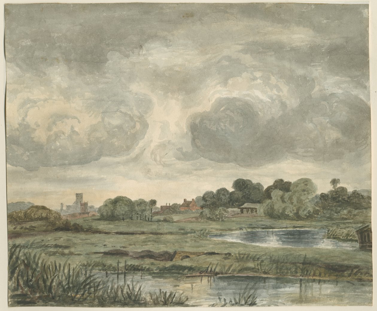 Stafford - Fjernsyn fra øst: akvarelmaleri, nd [?1800-tallet] af Unbekannt