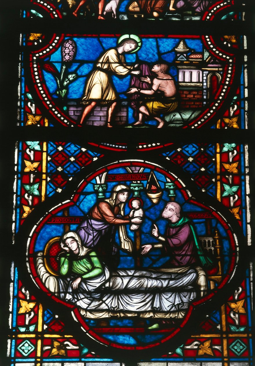 Farvet glas af katedralen Notre Dame i Tournai, Belgien (farvet glas) af Unbekannter Künstler