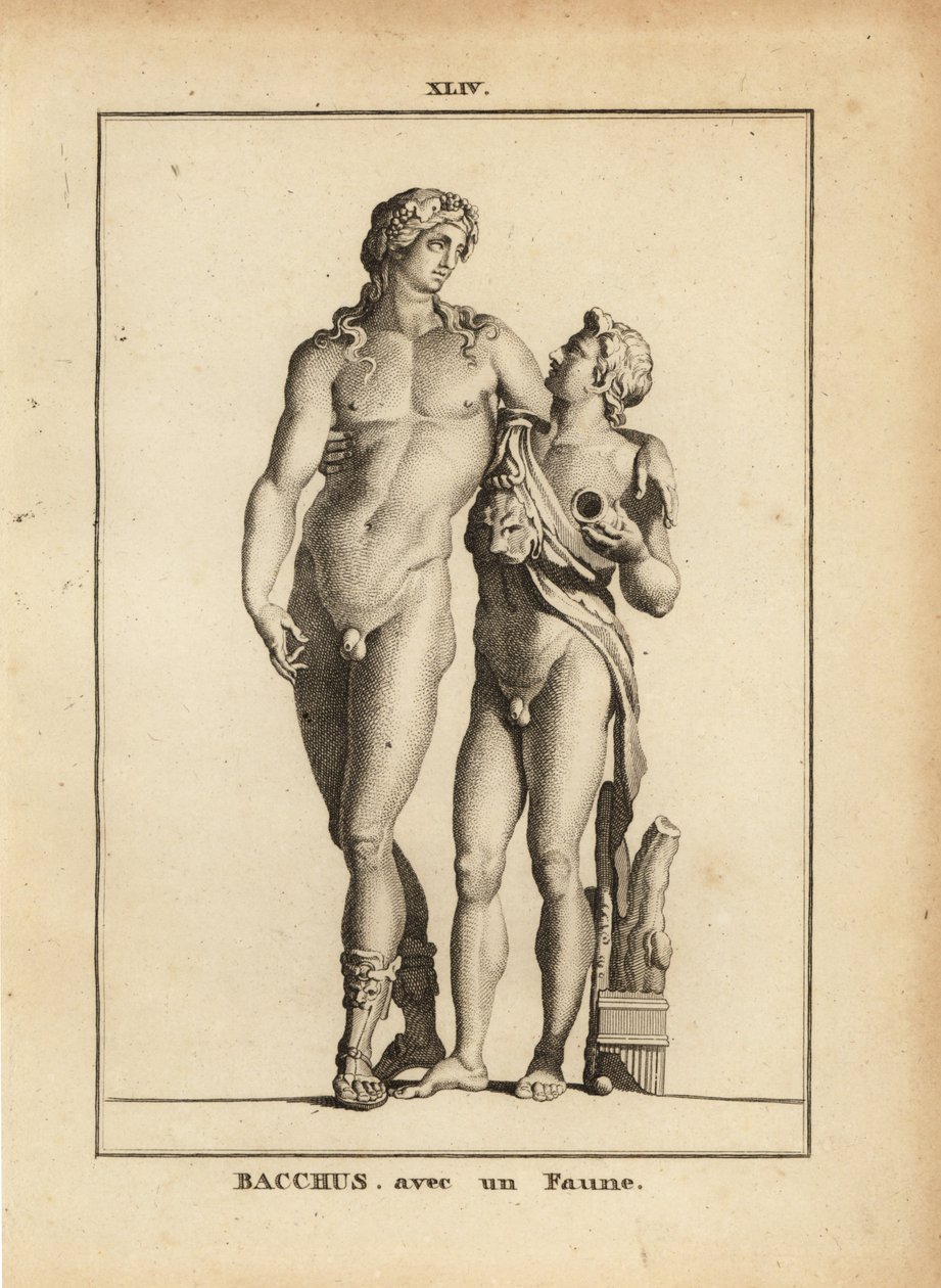 Statue af Bacchus, den romerske vingud og en ung faun af Unbekannt