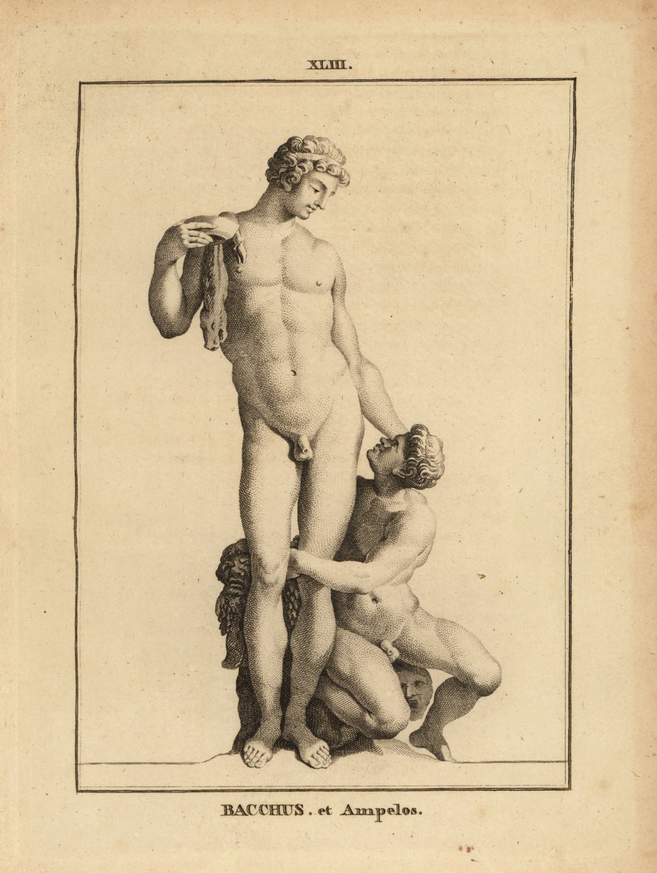 Statue af Bacchus, den romerske vingud, og hans elsker, satyrdrengen Ampelus af Unbekannt