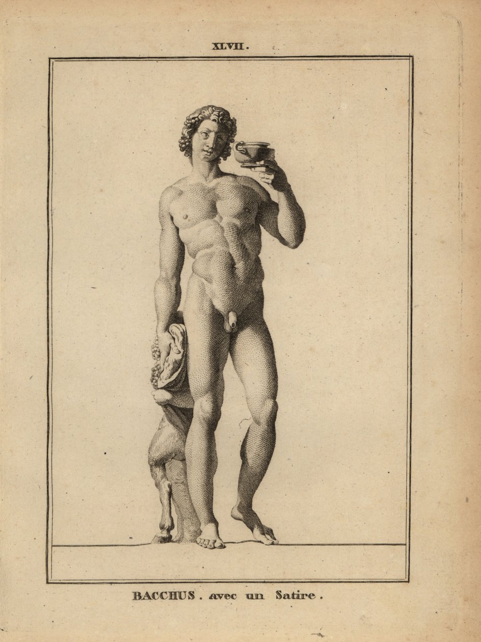 Statue af Bacchus, den romerske vingud, nøgen med en satyr af Unbekannt