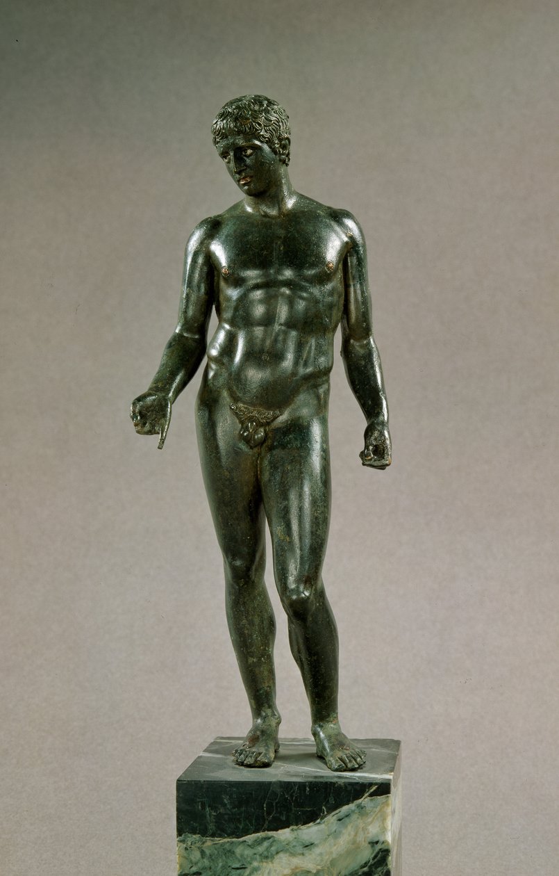 Statue af Merkur, tilpasning af den græske Discophoros af Polyclitus, romersk, 25-50 e.Kr. (bronze) af Unbekannt