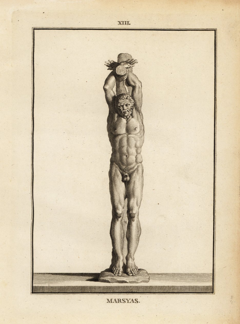 Statue af satyren Marsyas, der modtager Apollos straf, flået levende af Unbekannt