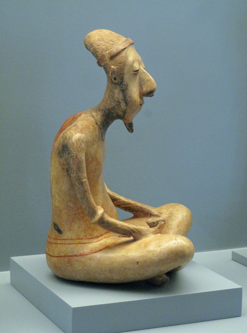 Statuette af en mediterende gammel mand, Lagunillas, sen præklassisk-tidlig klassisk periode, 300 f.Kr.-600 e.Kr. af Unbekannt