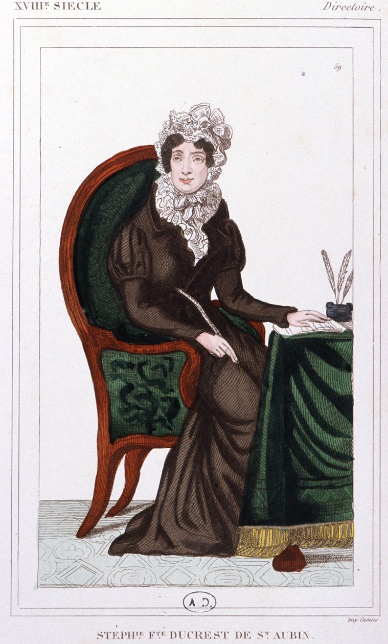 Stephanie Ducrest de Saint-Aubin, grevinde af Genlis, ca. 1810 (kobberstik) af Unbekannter Künstler