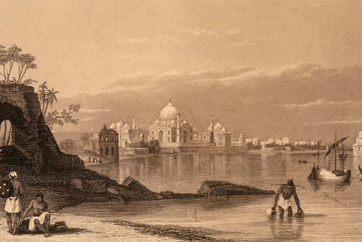 Taj Mahal, Agra, Uttar Pradesh, Indien (gravering) af Unbekannter Künstler