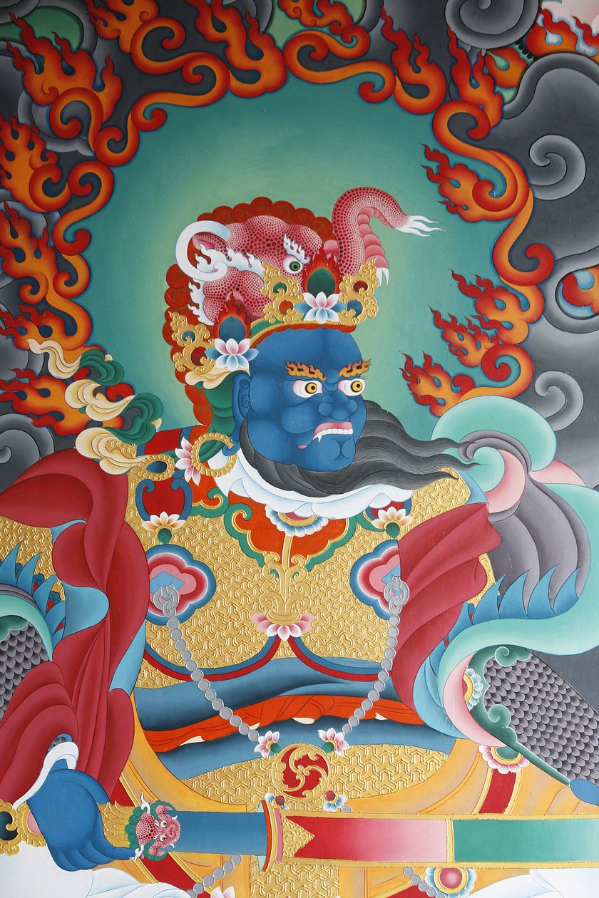 En tempelvagt, der bevogter syden, ved navn Virudhaka. Kopan Kloster, Kathmandu, Nepal af Unbekannt