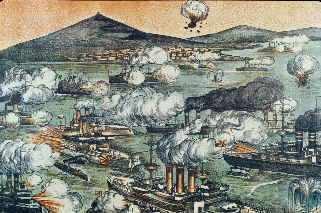 Slaget ved Port Arthur den 08/02/1904 (gravering) af Unbekannter Künstler