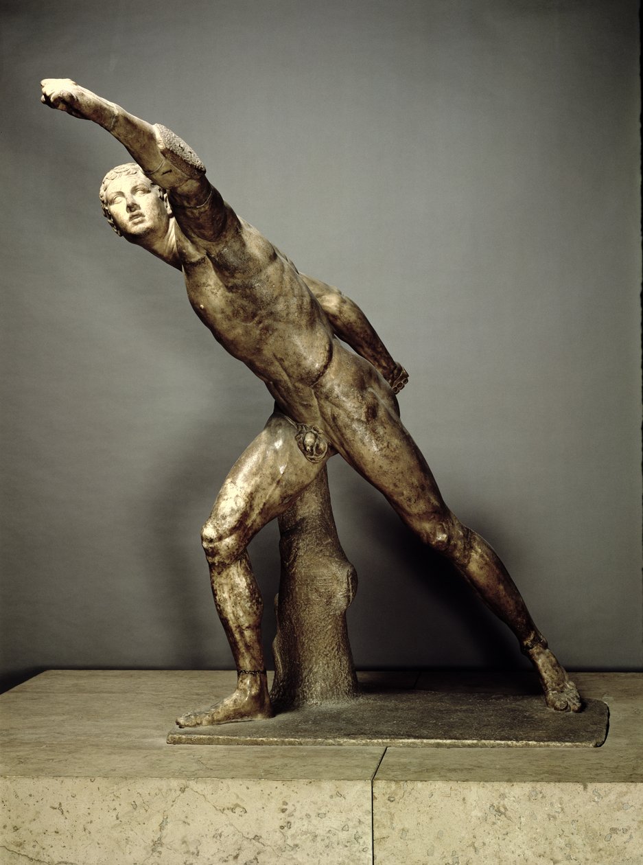 Borghese-gladiatoren, græsk, ca. 50 f.Kr. (marmor) (se også 98022) af Unbekannt