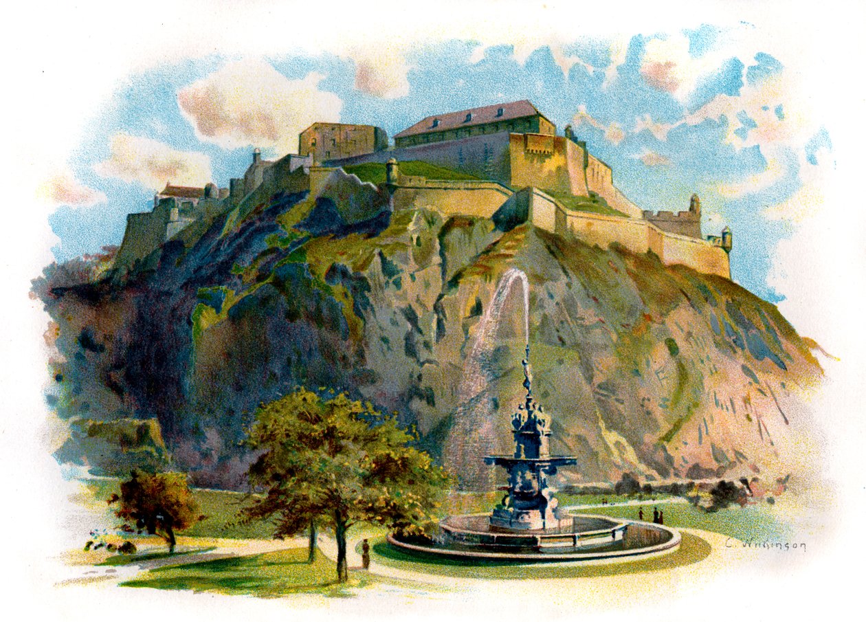 The Castle Rock, Edinburgh af Unbekannter Künstler