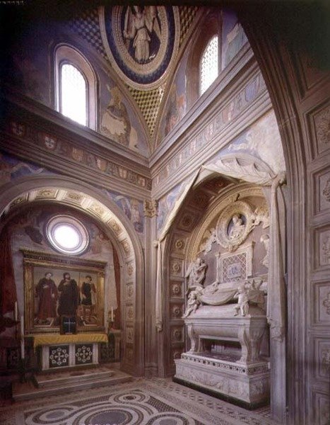 Portugals kardinals kapel, detalje af alteret og graven af Antonio Rossellino (1427-79) (foto) af Unbekannt