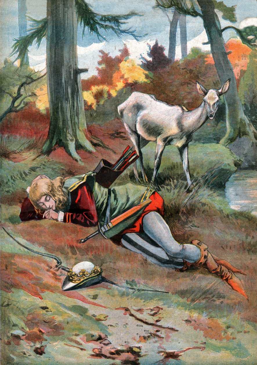 Doe i skoven. (Illustration, ca. 1910) af Unbekannter Künstler