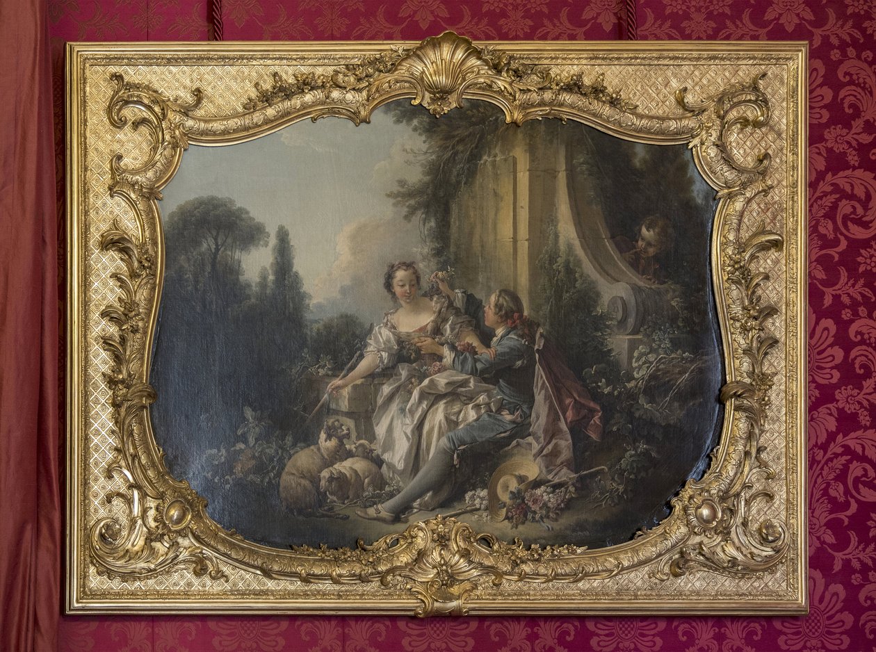Den galante præst eller kransen. Maleri af Francois Boucher (1703-1770). Prinsessens parade eller paraderum. Hotel de Soubise, Paris af Unbekannt