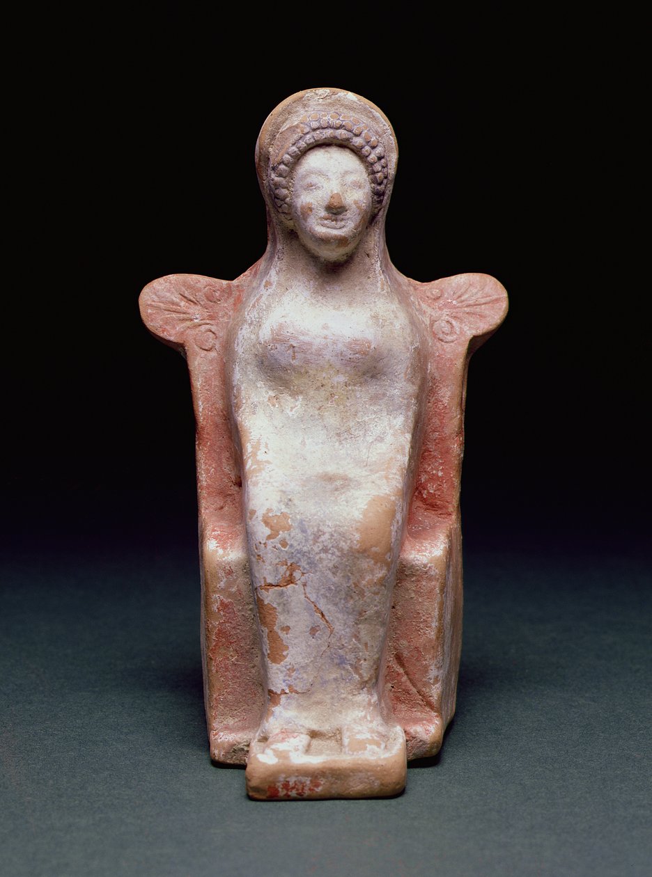 Gudinden Athena, græsk, ca. 490 f.Kr. (terracotta og pigment) af Unbekannt