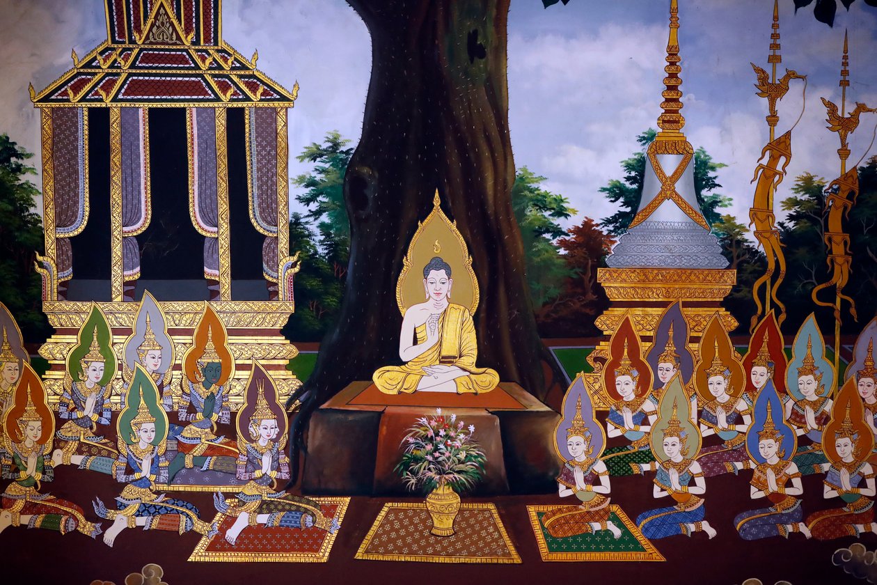 Buddhas liv, murfresko, Wat Botum-templet, Phnom Penh, 2022 (foto) af Unbekannter Künstler