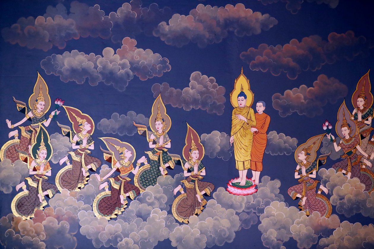 Buddhas liv, murfresko, Wat Botum-templet, Phnom Penh, 2022 (foto) af Unbekannter Künstler