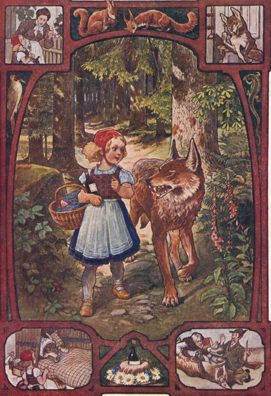 Den Lille Rødhætte, ca. 1910 (tryk) af Unbekannter Künstler