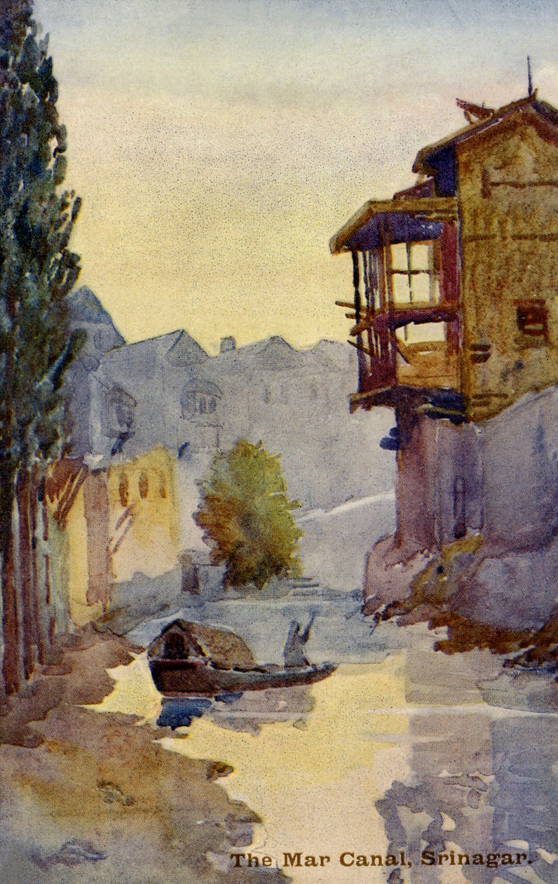 Mar-kanalen, Srinagar, Kashmir, Indien. af Unbekannter Künstler