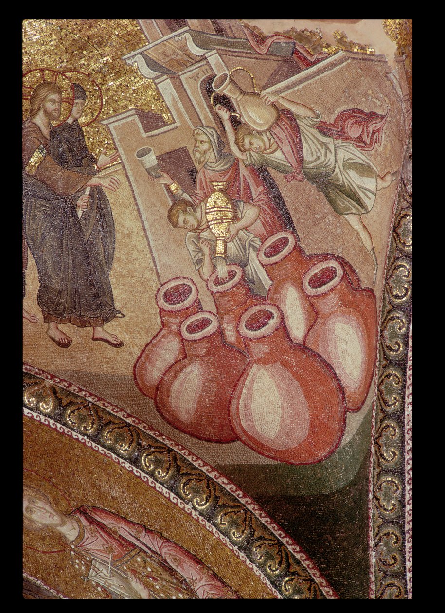 Miracle of Cana, fra Chora-klosteret, byzantinsk, ca. 1300-tallet (mosaik) (for detaljer se 119256) af Unbekannt