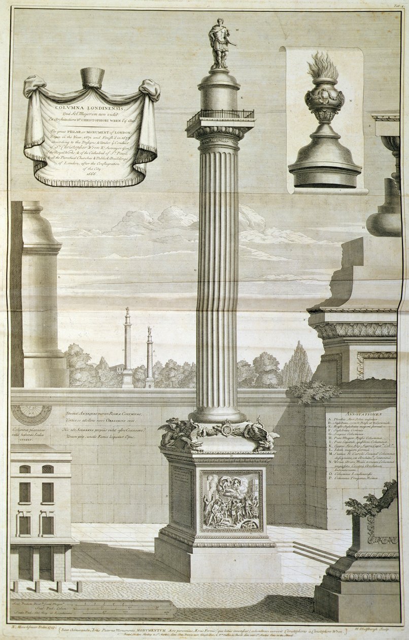 Monumentet designet af Christopher Wren af Unbekannt
