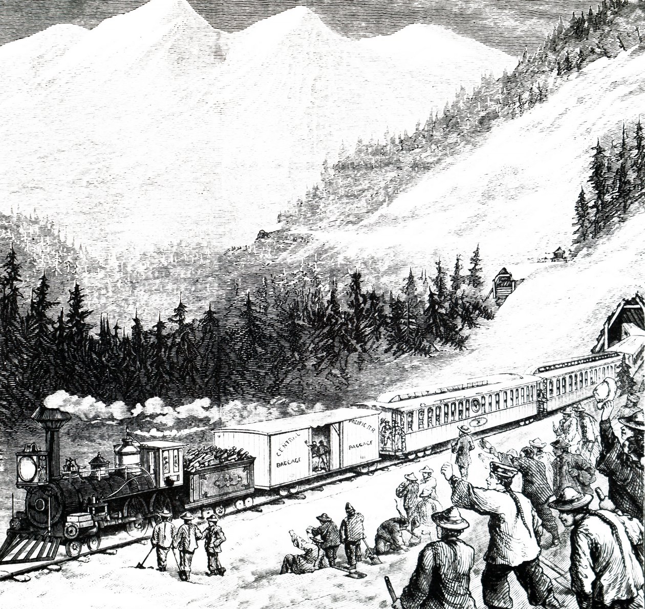 Pacific Railroad i Sierra Nevada-bjergene. af Unbekannt