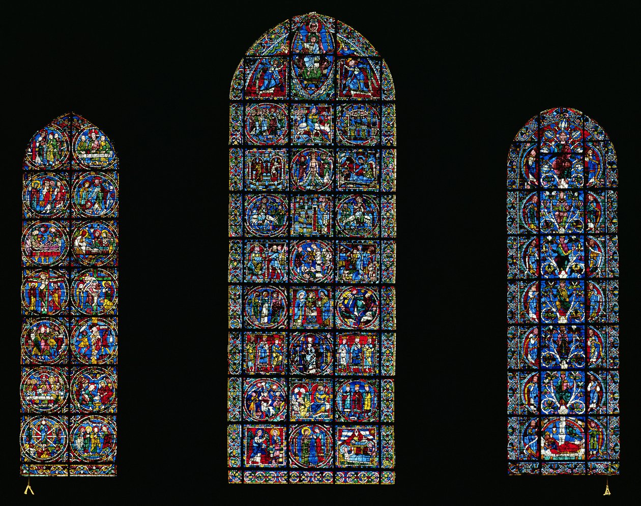 The Passion, The Nativity and the Tree of Jesse (farvet glas) (for detaljer 98063-64) af Unbekannt