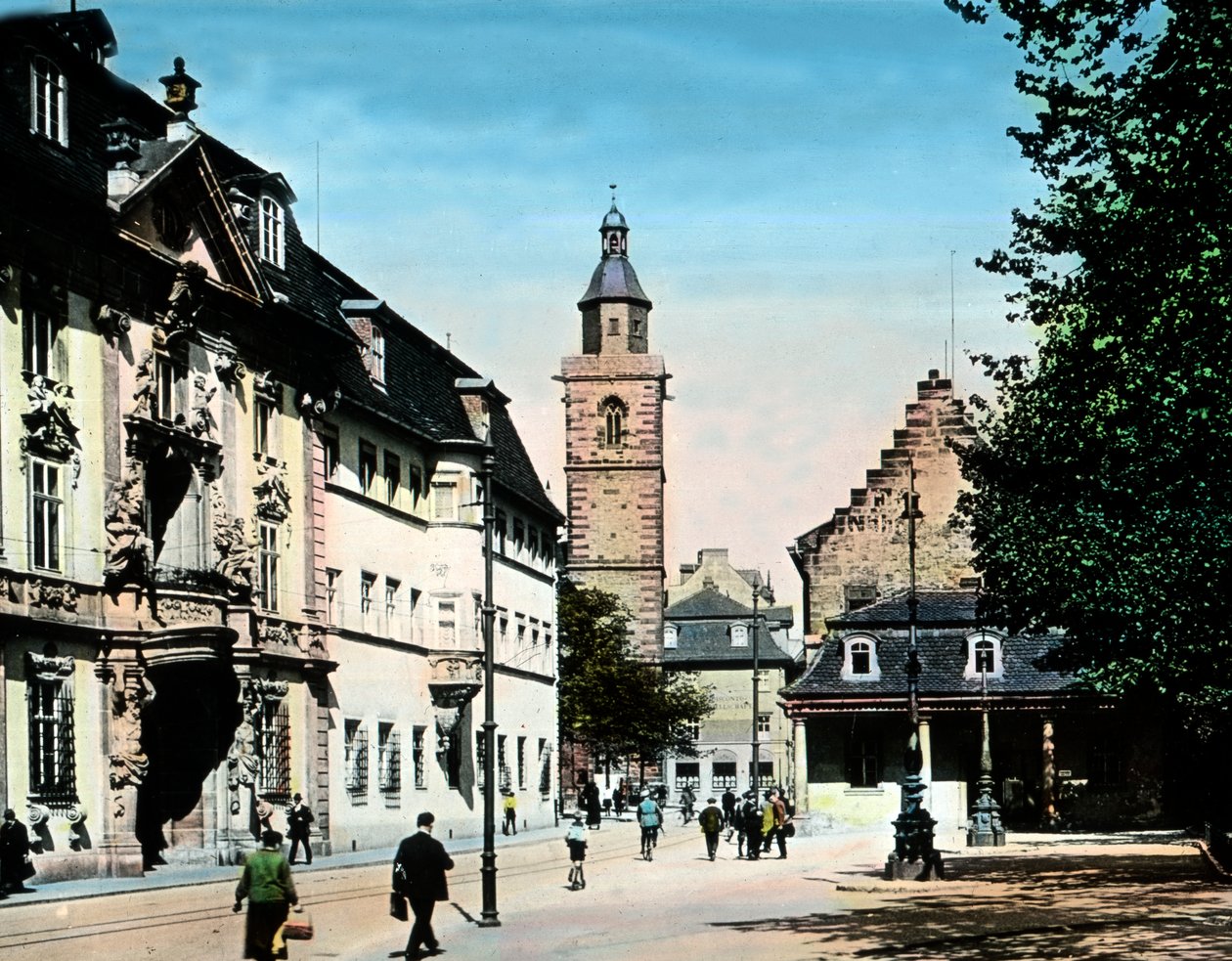 De historiske huse i byen Erfurt af Unbekannter Künstler