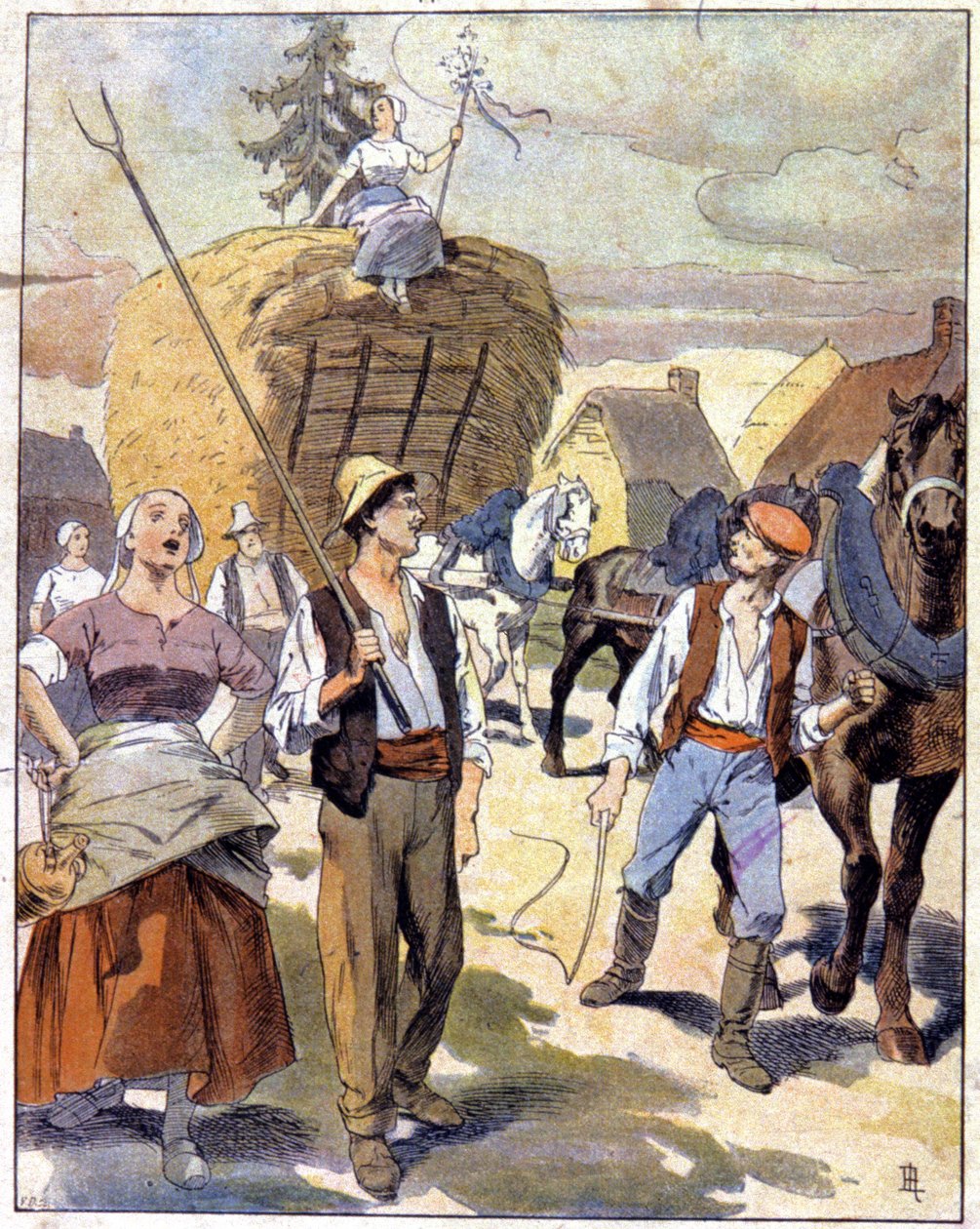 Den sidste hvedevogn i Beauce, ca. 1910 (illustration) af Unbekannter Künstler