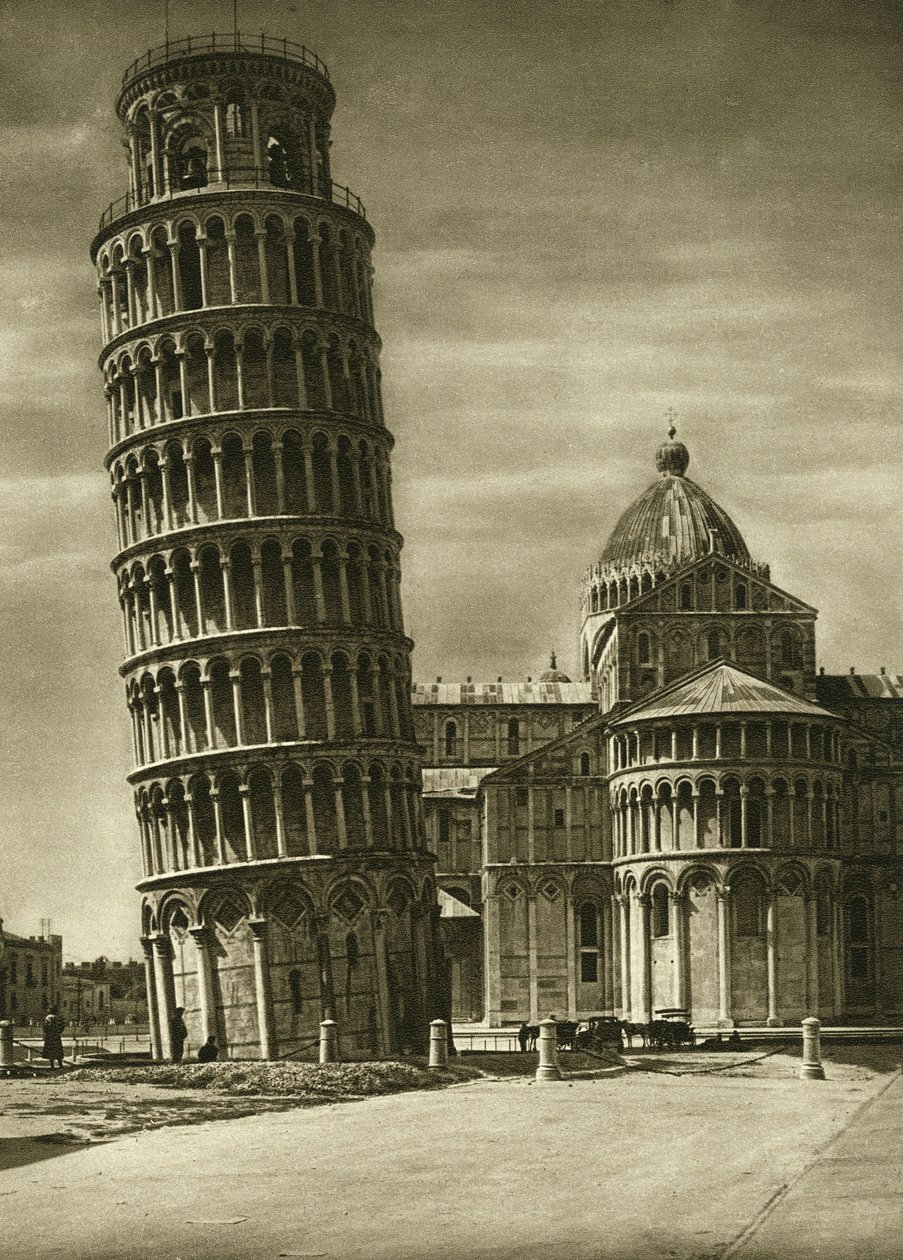 Det skæve tårn og apsis i kuplen (duomo) i Pisa i 1925 af Unbekannt