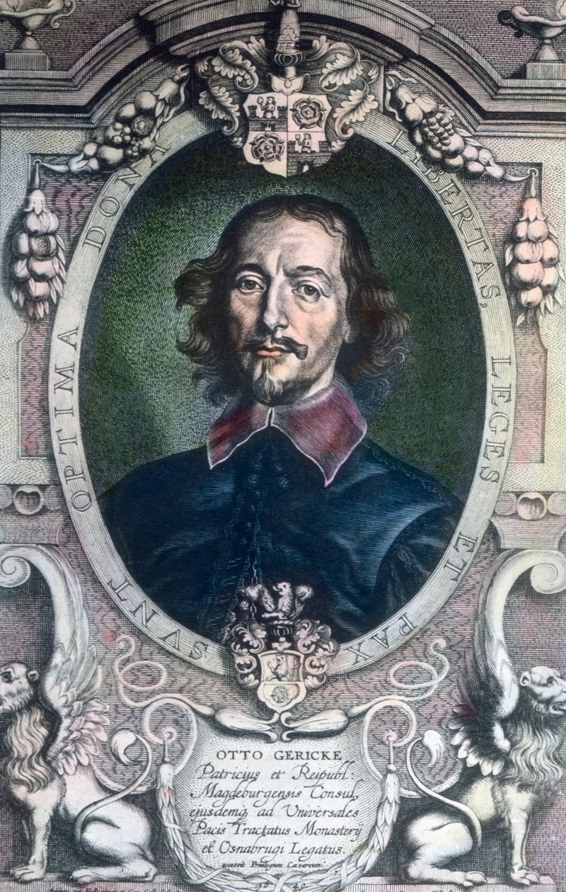 Magdeburgin kaupungin pormestari Otto von Guericke tunnettiin myös poliitikkona, lakimiehenä, fyysikkona ja keksijänä. af Unbekannter Künstler