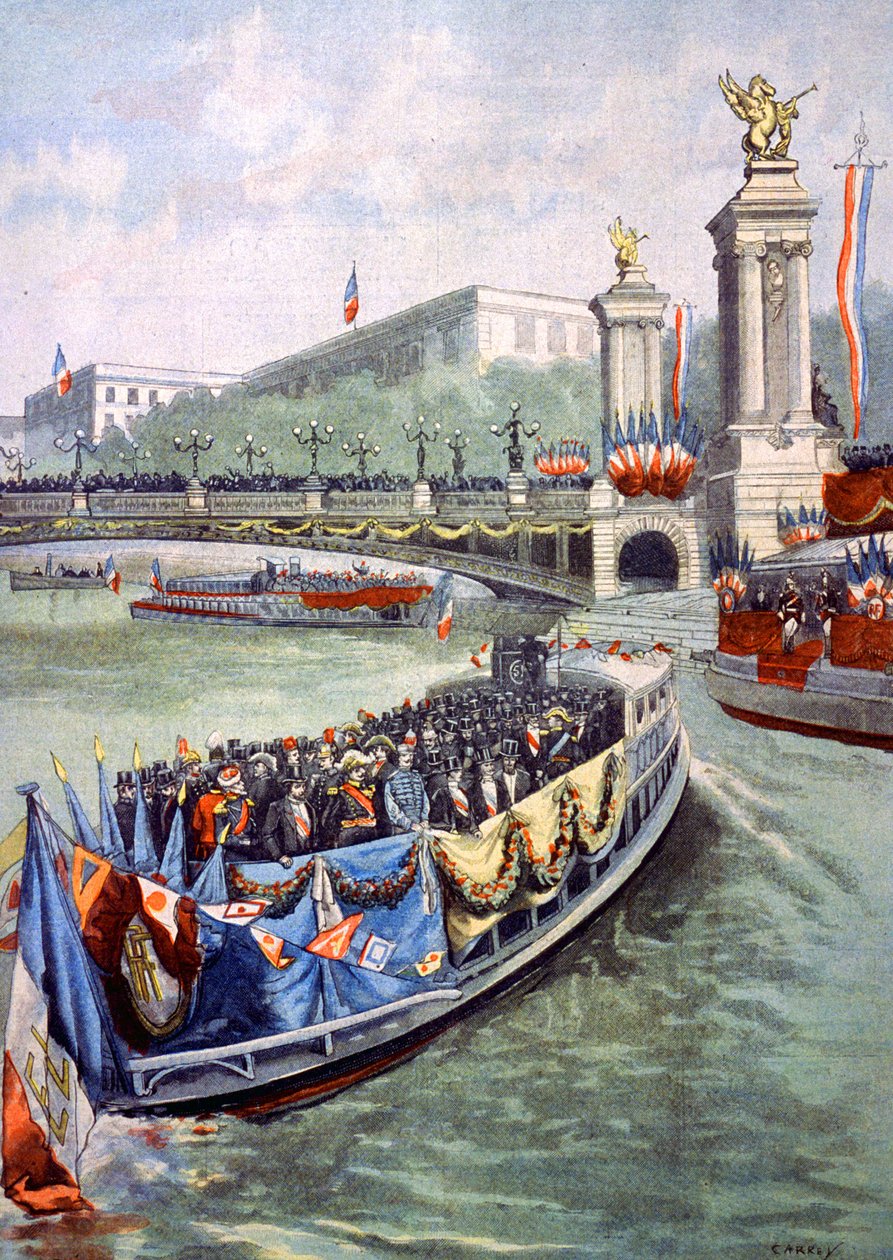 Den officielle flotille ved indvielsen af udstillingen i Paris af Unbekannter Künstler