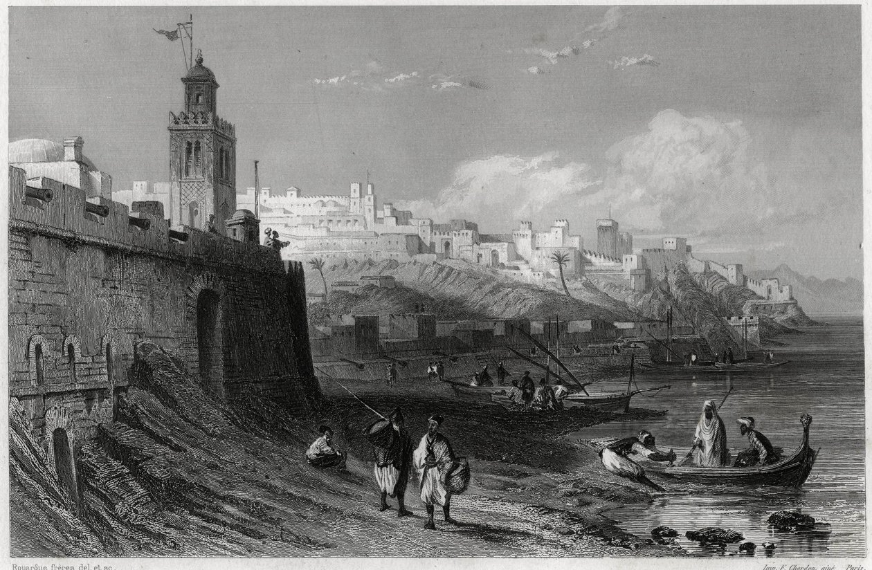 Den maleriske havn i den befæstede by Tanger i det 19. århundrede, i bogen om Middelhavet af Louis Enault (1824-1900), en fransk journalist og rejsende. Louis Enault, LA MEDITERRANEE SES ILES ET SES BORDS, Morizot af Unbekannt