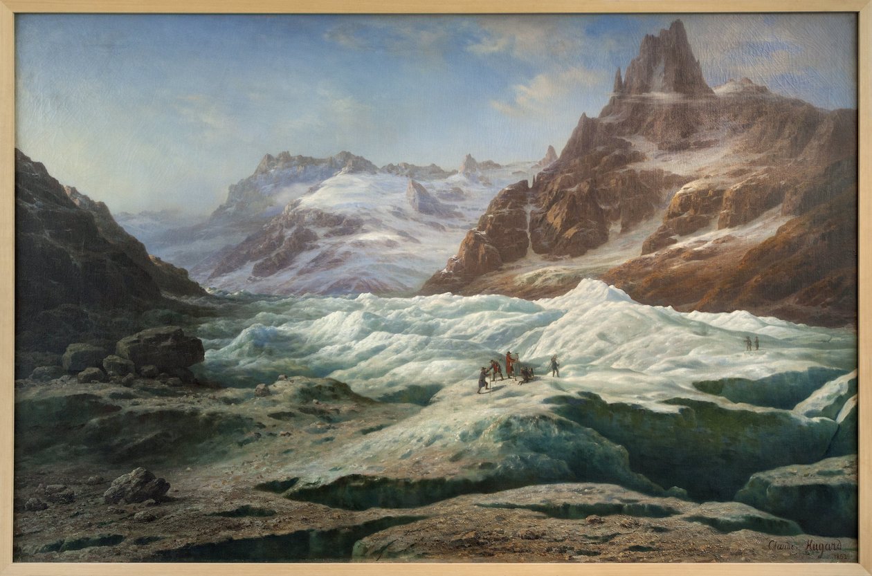 Havet af is, oliemaleri på lærred af Claude Hugard de la Tour (1818-1886), forestillende en udsigt over Alperne. Fotografi, KIM Youngtae, Musee des Beaux Arts de Chambery, Chambery, Frankrig. af Unbekannter Künstler