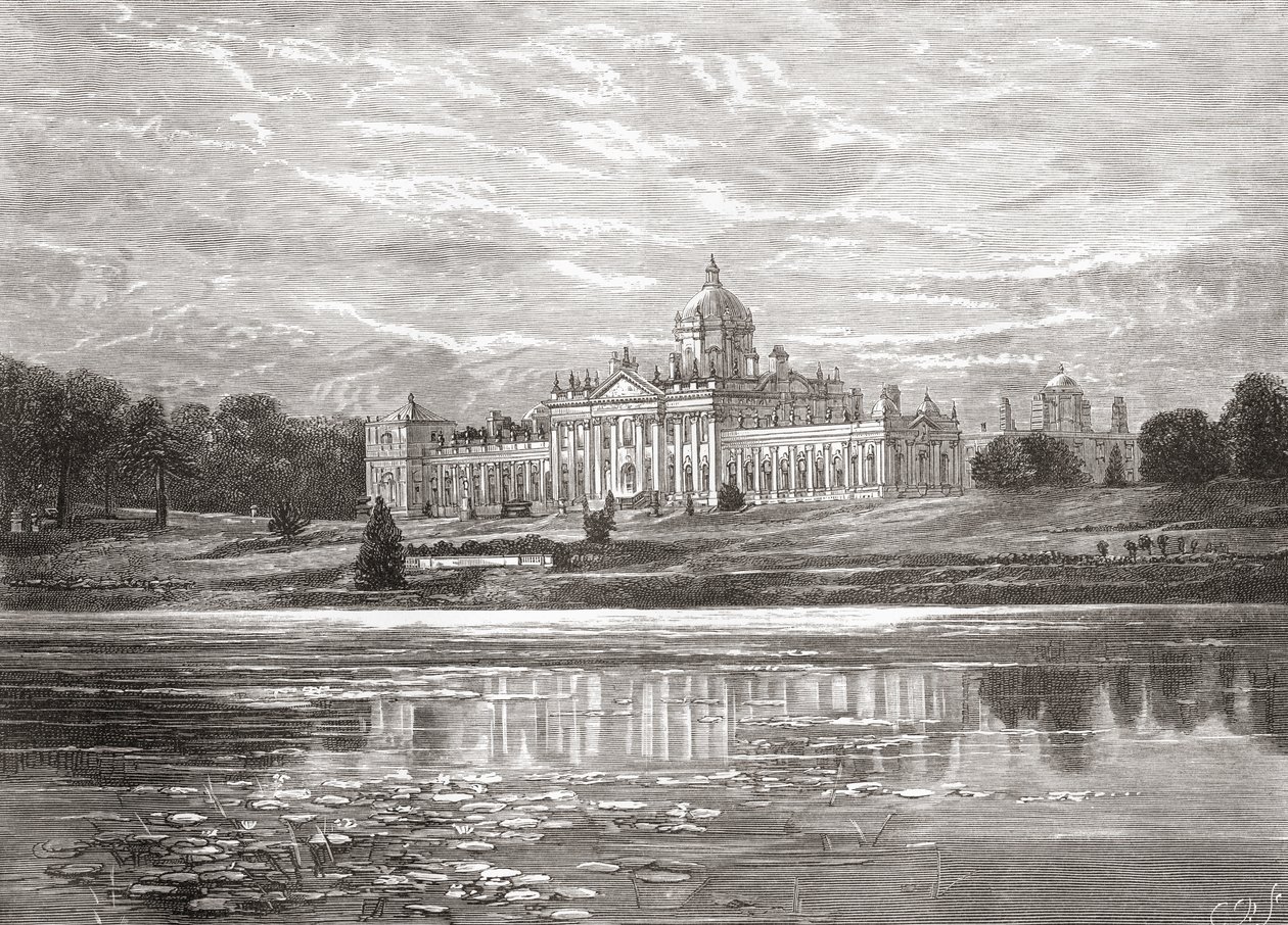 Sydfronten af Castle Howard, North Yorkshire, England i slutningen af det 19. århundrede, fra Our Own Country udgivet 1898 af Unbekannt