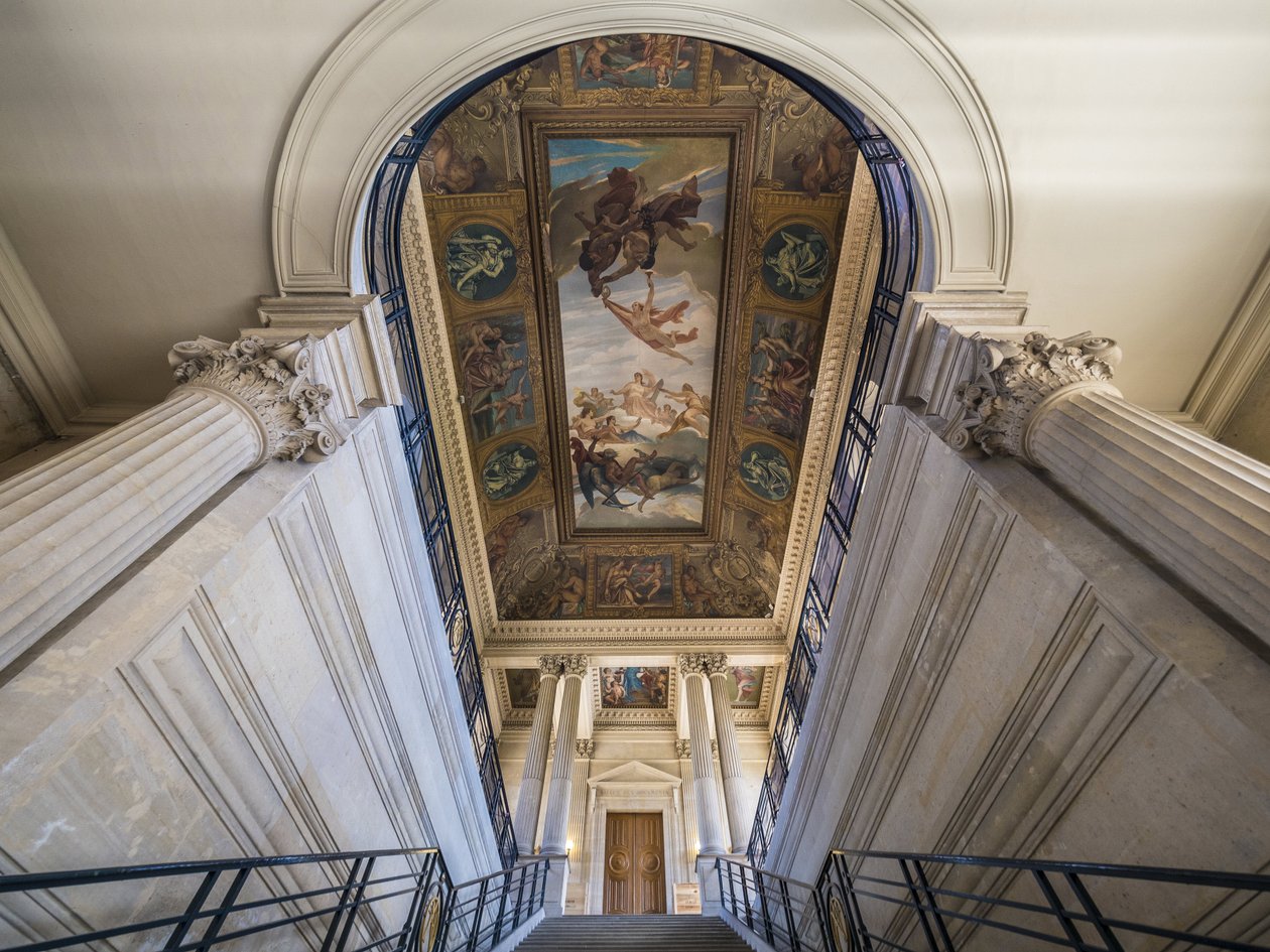 Trappen, arkitekt Charles Lelong (1793-1861) og Edouard Dubois (1795-1813), mellem 1840 og 1846. På loftet, Frankrig vedhæfter sine arkiver til tidernes morgen, maleri af Felix Jobbe Duval (1821-1889), mellem 1877 og 1881. Hotel de Soubise af Unbekannt