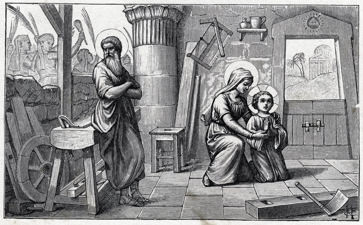 Opholdet i Egypten. Jesusbarnets alfabet. Udgave af 1932. Træskærerarbejde signeret H G. Privat samling af Unbekannter Künstler
