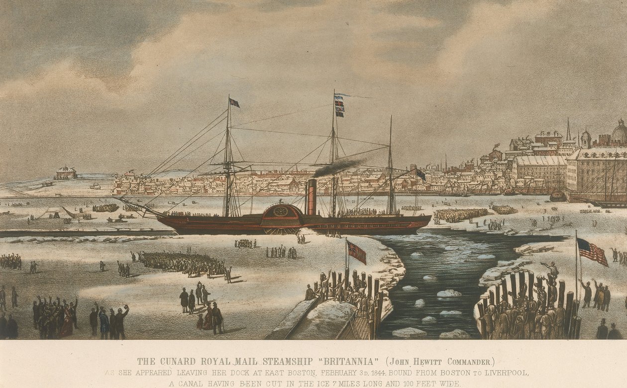 Dampskibet Britannia fra Cunard Company forlader havnen i Boston (USA) den 3. februar. af Unbekannter Künstler