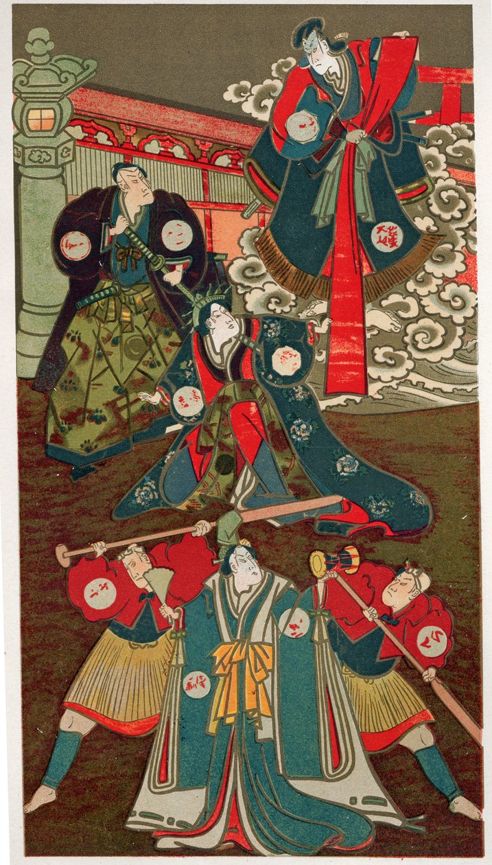Teaterscene, samurai-kampe af Unbekannter Künstler