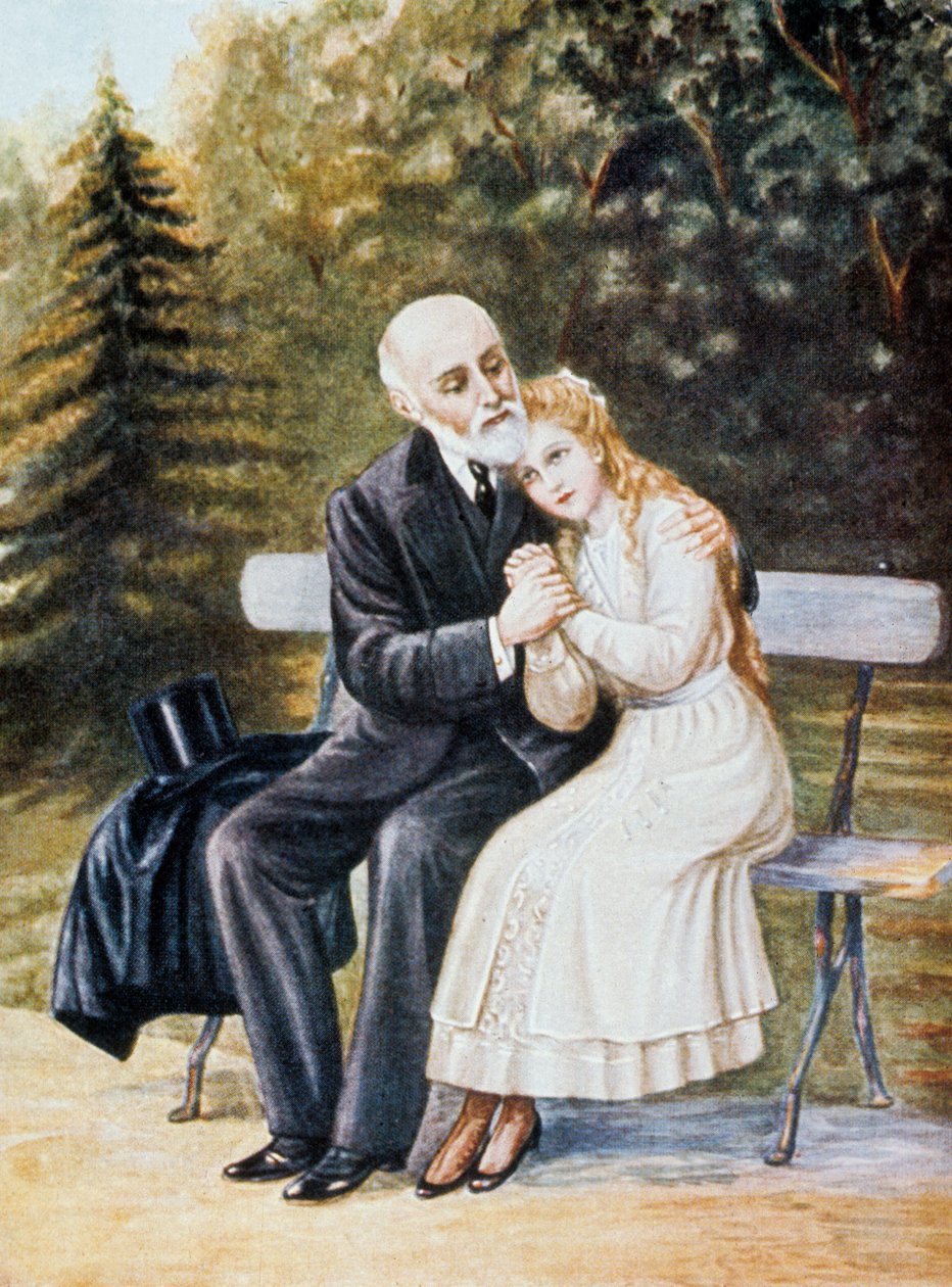Therese af Lisieux beder sin far Louis Martin om at komme ind i klosteret, illustration af Unbekannter Künstler