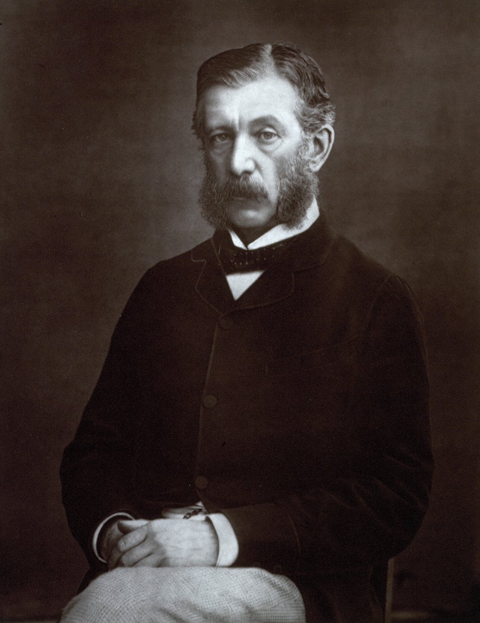 Portræt i trekvart længde af den skotske embedsmand Sir James Fergusson, guvernør i Bombay af Unbekannter Künstler