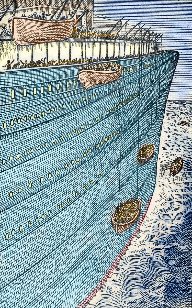 Titanic-katastrofen, bådene satte sejl af Unbekannter Künstler