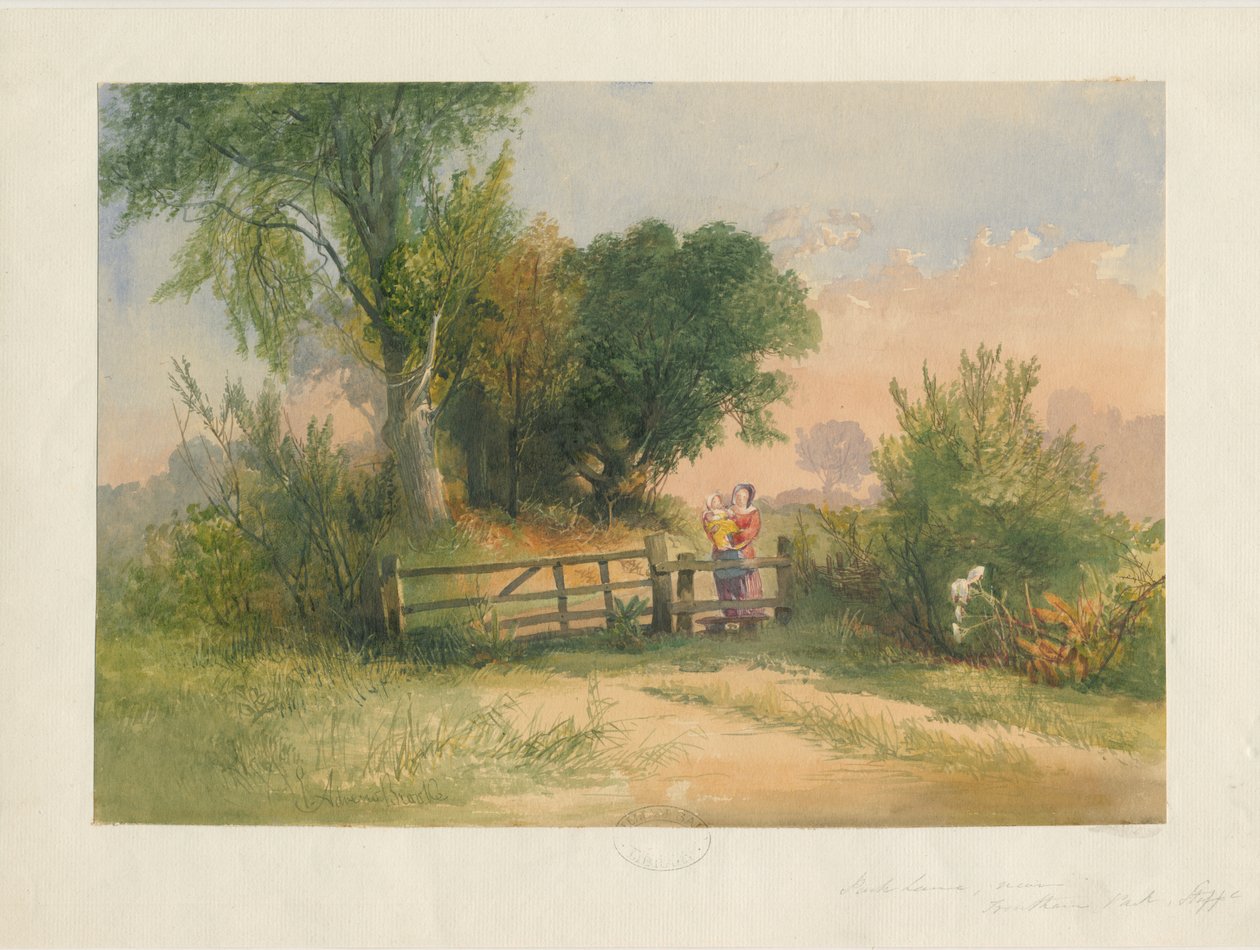 Trentham - Park Lane: akvarelmaleri, nd [? 1800-tallet] af Unbekannt