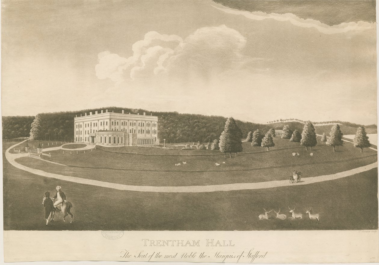 Trentham Hall: akvatintegravering af Unbekannt